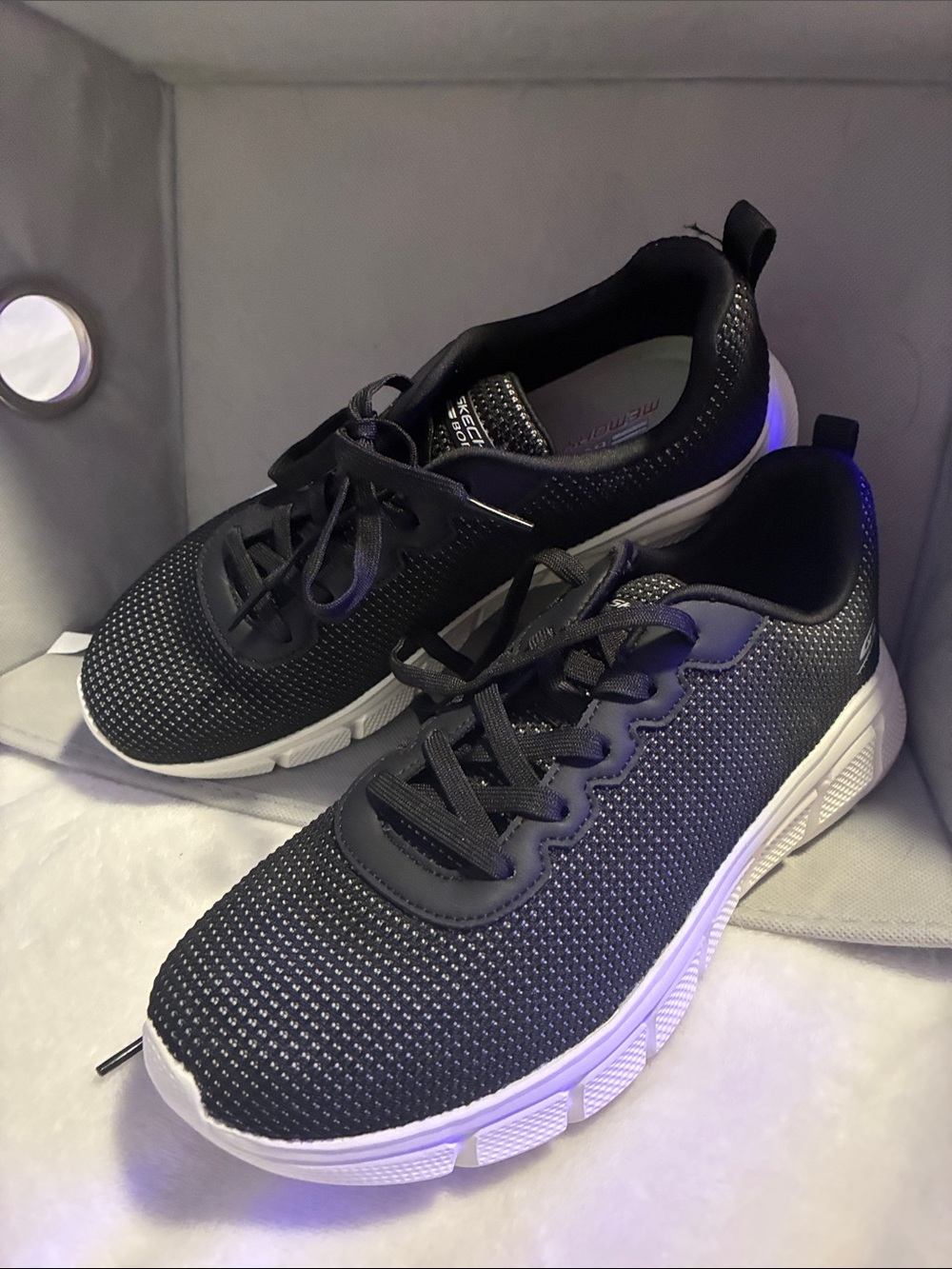 BOBS from Skechers Black Athletic Sneakers with White Sole
